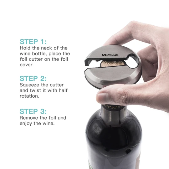 EZBASICS Wine Foil Cutter, Stainless Steel Cutter, Magnetic Design, Gift Package ezbasics