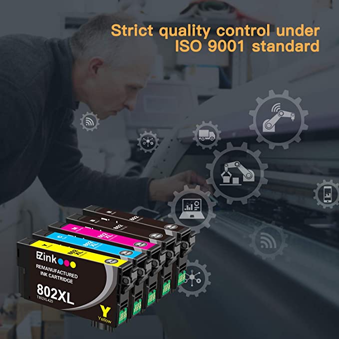 Remanufactured Ink Cartridge Epson 802XL 802 T802XL T802 5 Pack E-Z Ink