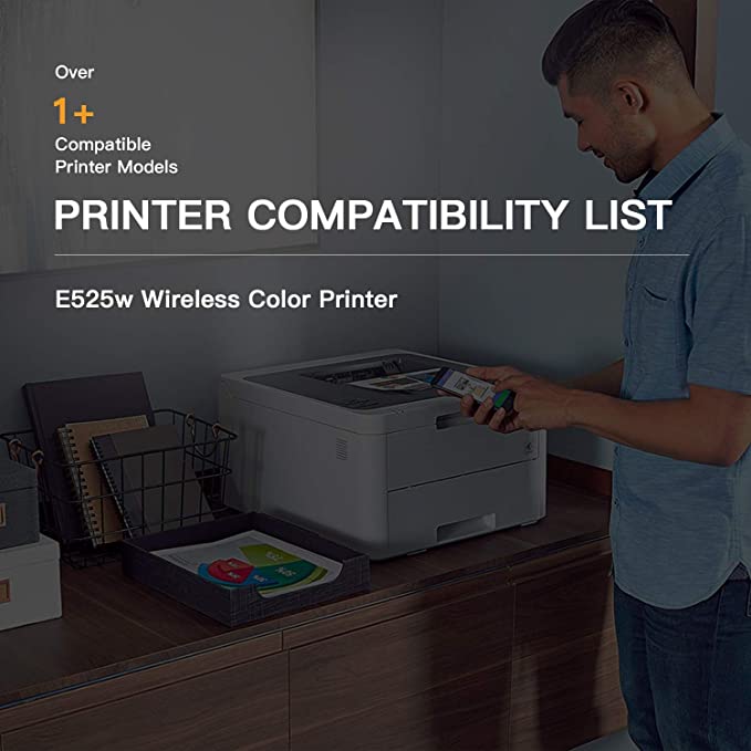 Compatible Toner Cartridge Dell E525W E525 525w 4 Pack E-Z Ink