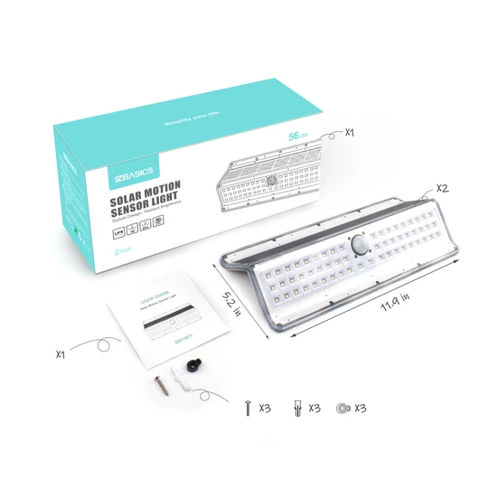 EZBASICS Solar Lights Outdoor 56 LED, White Shape, 2 Pack ezbasics