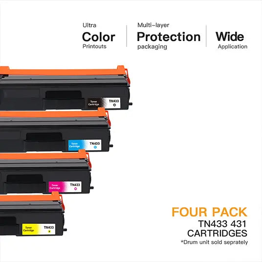 Compatible Toner Cartridge  Brother TN-433 TN433 TN431 High Yield 4 Pack E-Z Ink