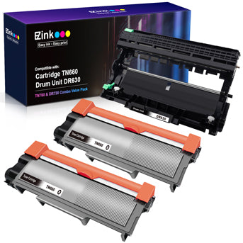 Compatible Toner Cartridge Drum Unit Replacements For Brother DR630 TN630 TN660 High Yield 3 Pack E-Z Ink