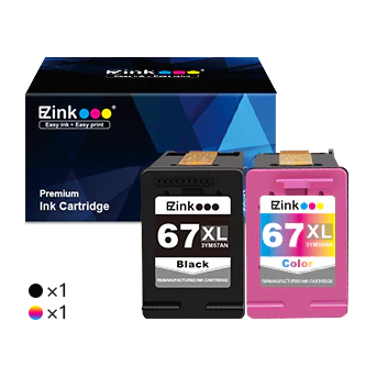 HP 67 67XL Remanufactured Ink Cartridge (1 Black,1 Tri-Color) E-Z Ink
