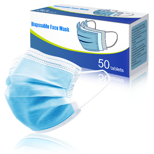 Disposable 3-layer Breathable Gentle Face Mask Earloop Face Filter Comfortable Masks Pack of 50 Pcs (Blue, Non Medical) E-Z Ink